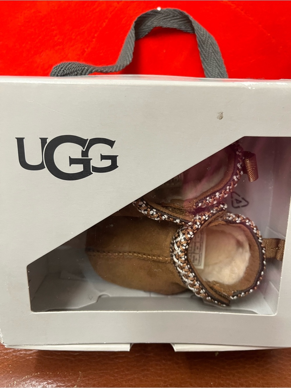 UGG Chestnut Baby Booties with Sparkle Strap